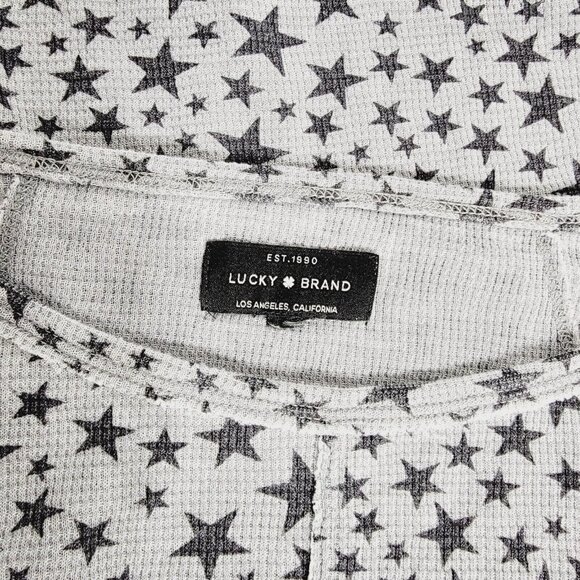 Lucky‎ Brand Star Print Top Plus Size 1X / 2X Waffle Knit Pullover Long Sleeve - Picture 3 of 3